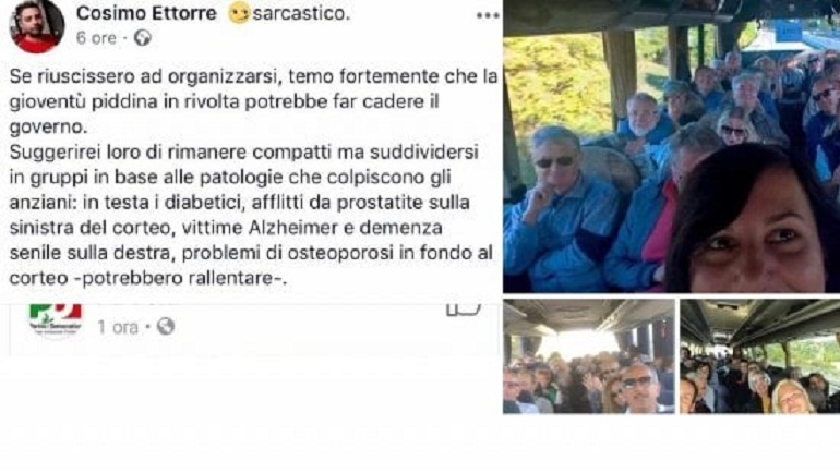 Cosimo Ettorre, il consigliere M5s offende i manifestanti del PD: "Diabetici, dementi, malati di Alzheimer"