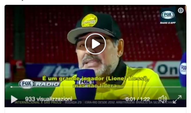 Maradona attacca Messi: "Non è un leader, va 20 volte in bagno prima di una partita"