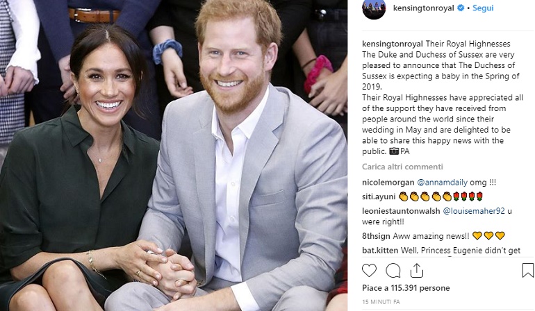 Meghan Markle è incinta. L'annuncio su Instagram