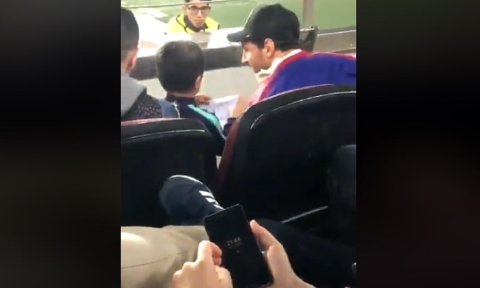 Leo Messi figlio in tribuna