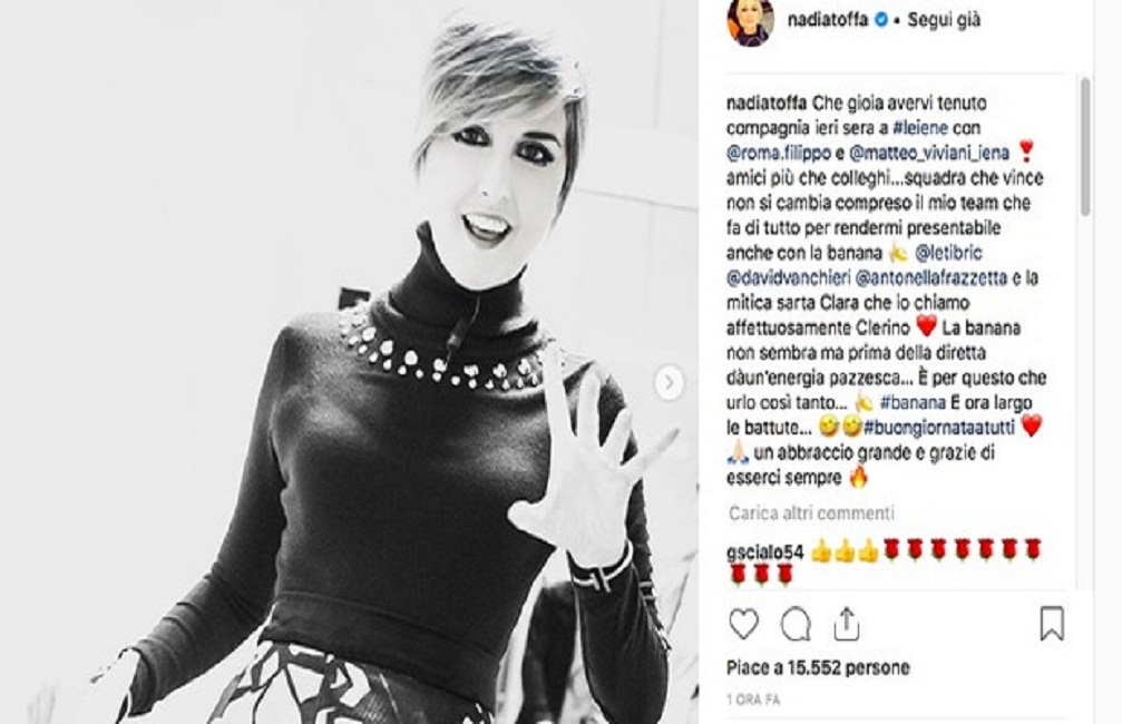 Nadia Toffa e la banana prima della diretta: "Perciò urlo così tanto..."
