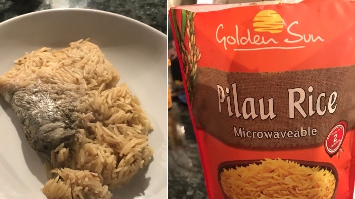 Topo morto dentro alla confezione di riso indiano precotto del Lidl