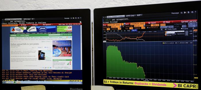 Spread a 327 punti: mai così da cinque anni. Piazza Affari, banche a picco