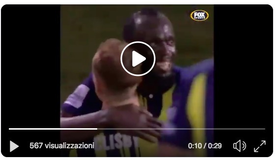 Usain Bolt, prima doppietta da calciatore professionista (VIDEO)