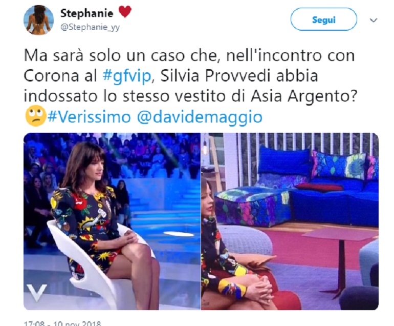 Asia Argento a Verissimo con lo stesso vestito di... Silvia Provvedi (ex di Fabrizio Corona)