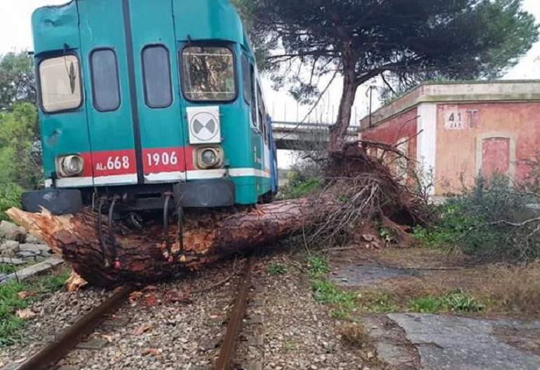 Maltempo, pioggia al Centro-Sud. Cade pezzo di un capitello della Reggia di Caserta. Trombe d'aria in Calabria e nel Salento (foto Ansa)