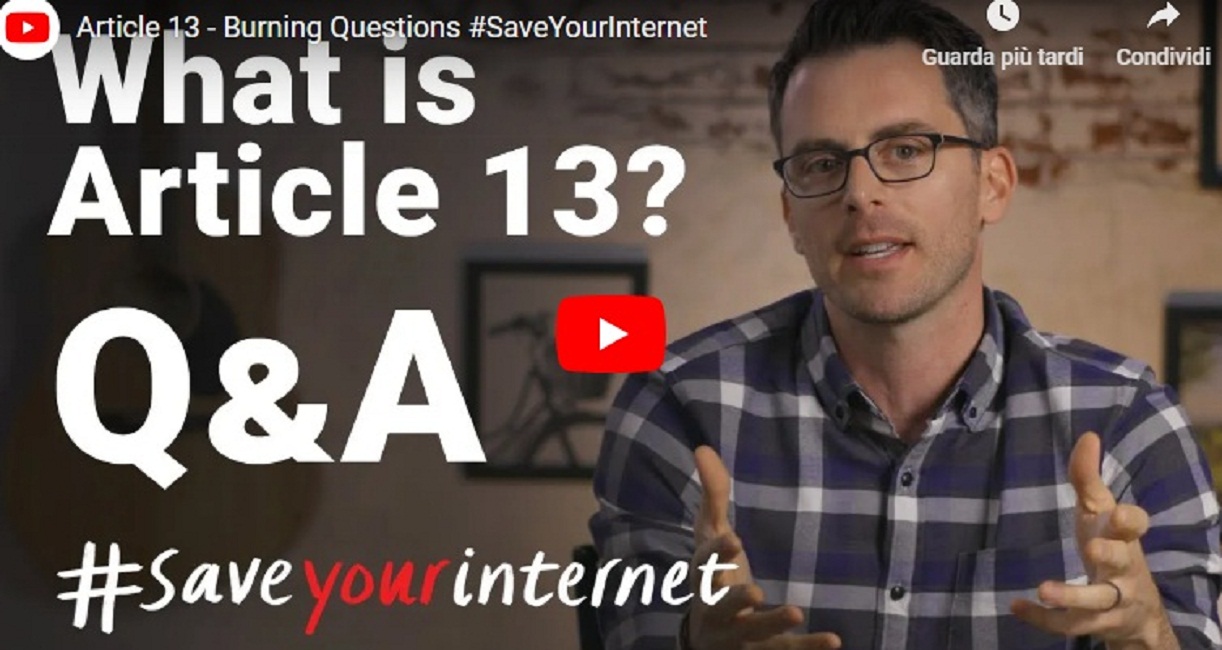 Copyright Ue, YouTube e la battaglia contro l'articolo 13 per i video: #SaveYourInternet