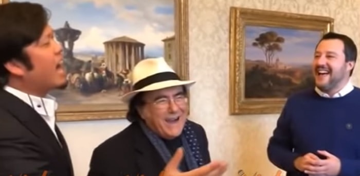 Al Bano canta con Salvini