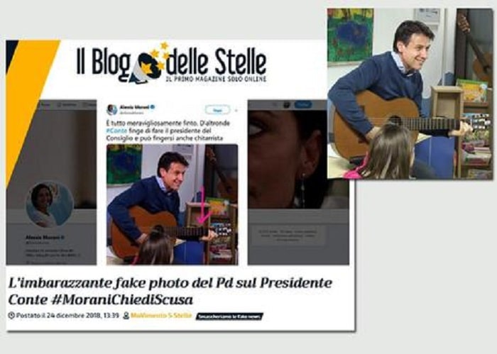 Giuseppe Conte con la chitarra, Morani (Pd) lo accusa di fingere. Ma la sua è una "fake photo"...