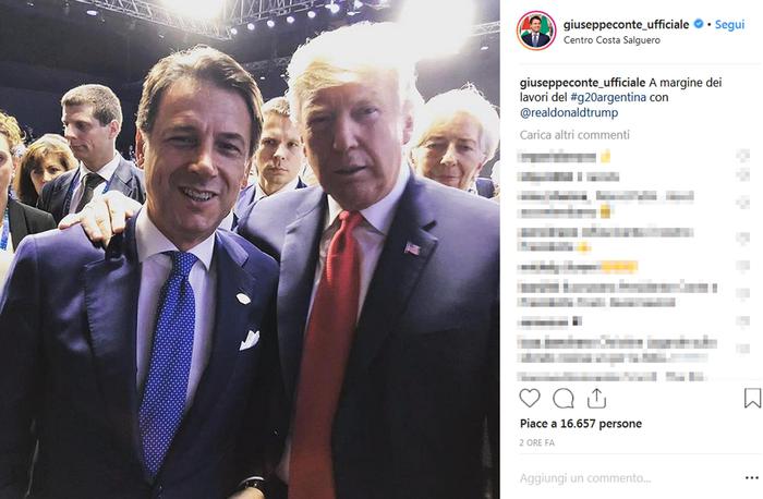 Conte posta FOTO con Trump, Salvini commenta