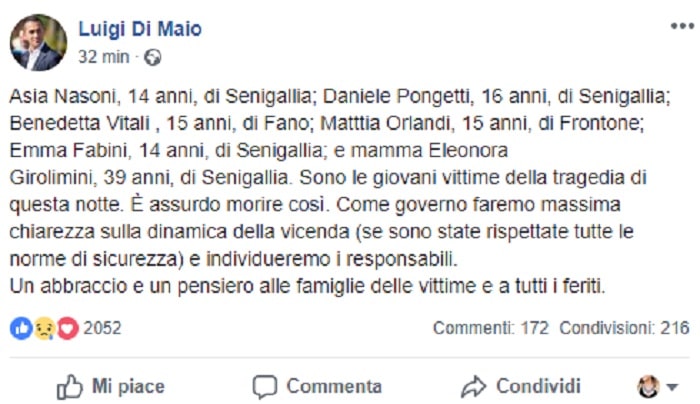 Corinaldo (Ancona), i nomi delle giovani vittime al concerto di Sfera Ebbasta