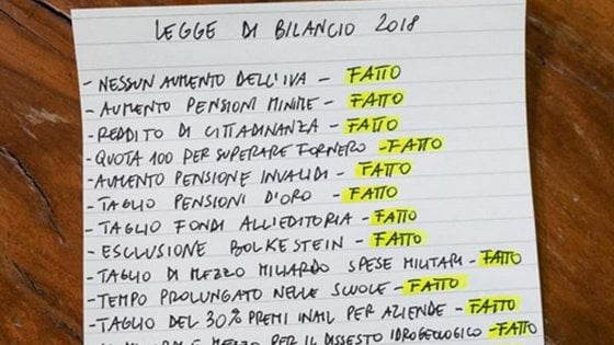 Manovra, Di Maio posta la lista delle cose fatte (ma il Parlamento ancora non lo sa)