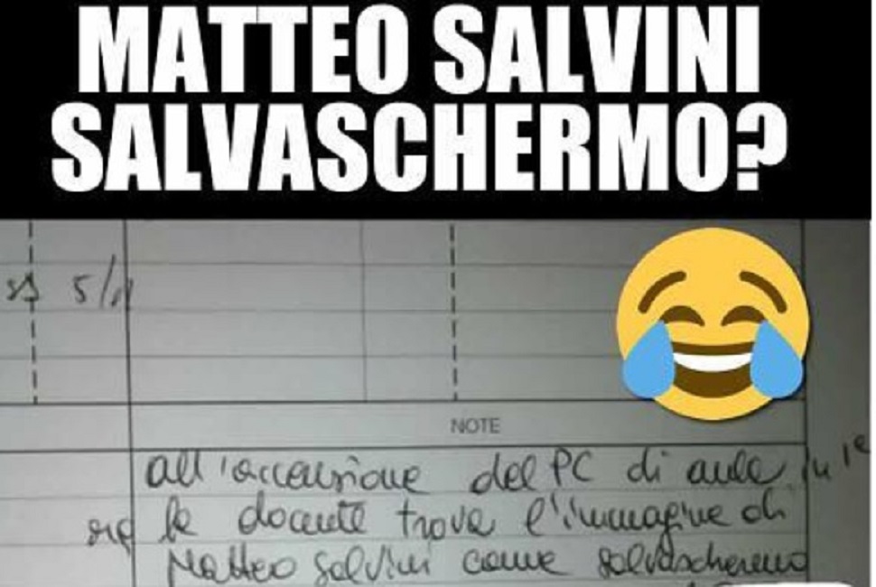 Scuola, mettono Salvini come salvaschermo sul pc. La prof mette una nota sul registro