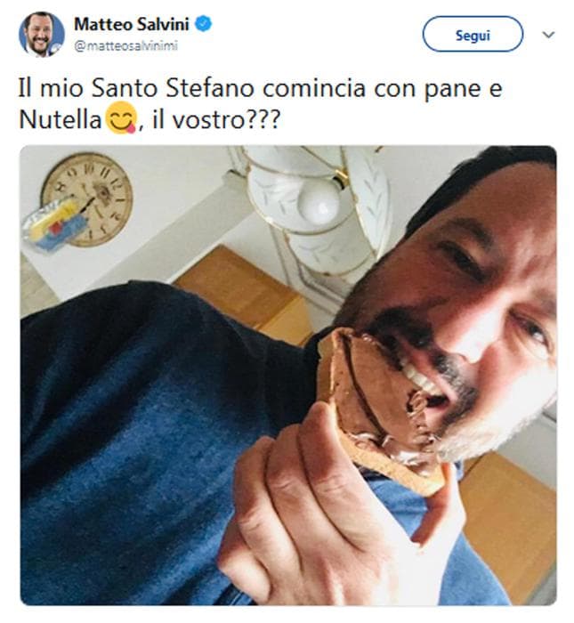 Salvini con pane e Nutella, il medico di Monfalcone su Fb: "Gli si otturino le arterie a sto idiota"