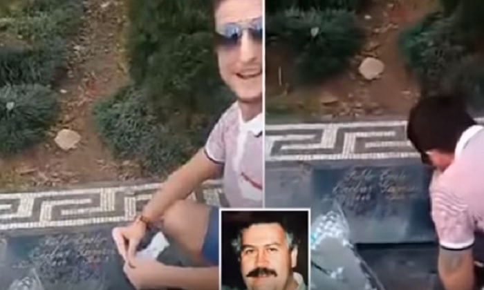 Steven Semmens sniffa cocaina su tomba Escobar