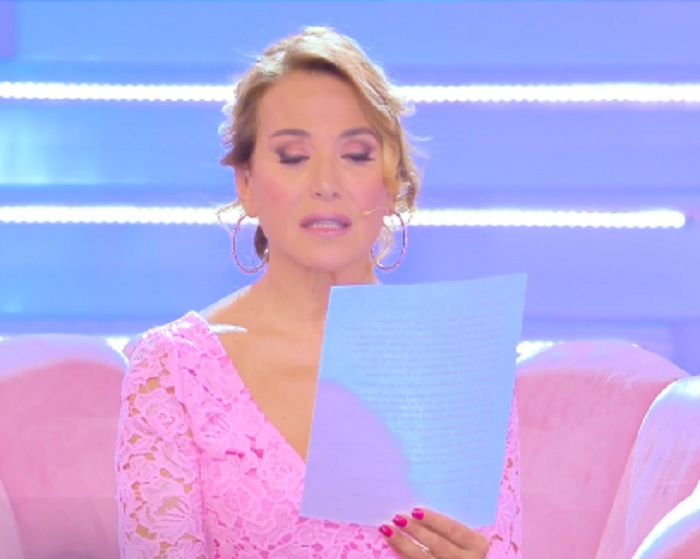 Domenica Live Barbara D'Urso legge la lettera
