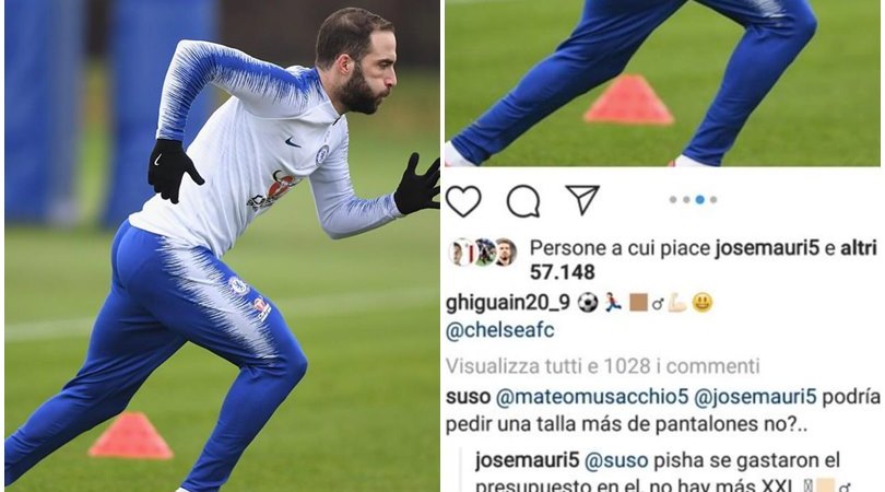 Milan, ex compagni prendono in giro Higuain: "Al Chelsea non hanno la XXL?"