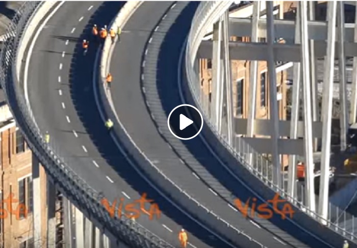 Ponte Morandi, prove statiche sul moncone ovest in vista della demolizione