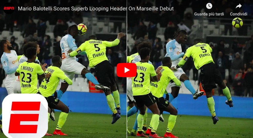 YouTube, Mario Balotelli video gol Marsiglia-Lille 1-2: rete all'esordio non ha evitato la sconfitta