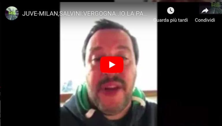 YOUTUBE Salvini: "Juventus-Milan in Arabia Saudita? Non guardo una partita tra veli e burqa"