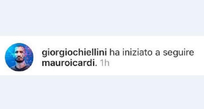 Mauro Icardi, Chiellini ha iniziato a seguirlo sui social: è un caso?