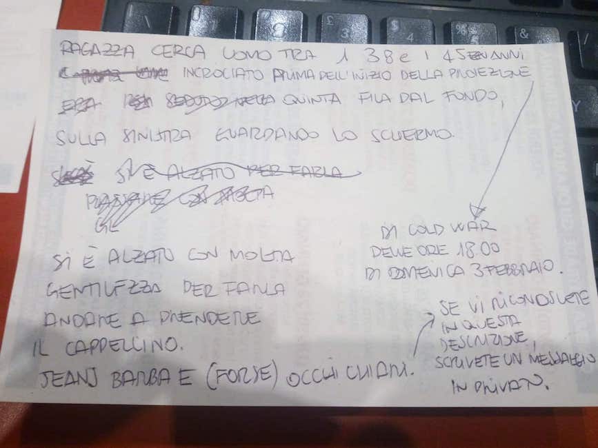 Milano, colpo di fulmine al cinema: "Cercasi uomo seduto in quinta fila"