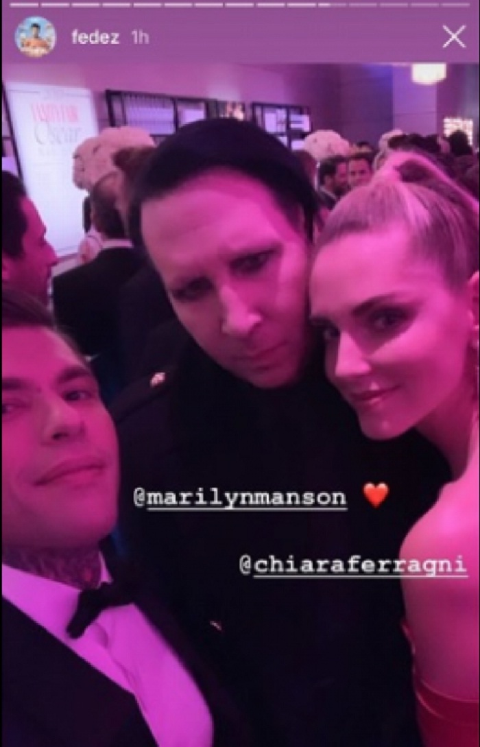 Oscar 2019, Chiara Ferragni e Fedez all'after party: il selfie con Marilyn Manson FOTO