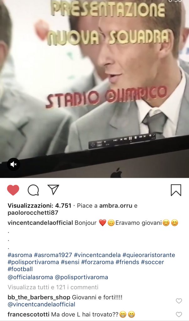 Francesco Totti-Vincent Candela, siparietto su Instagram: "Ma dove lo hai ritrovato quel video?"
