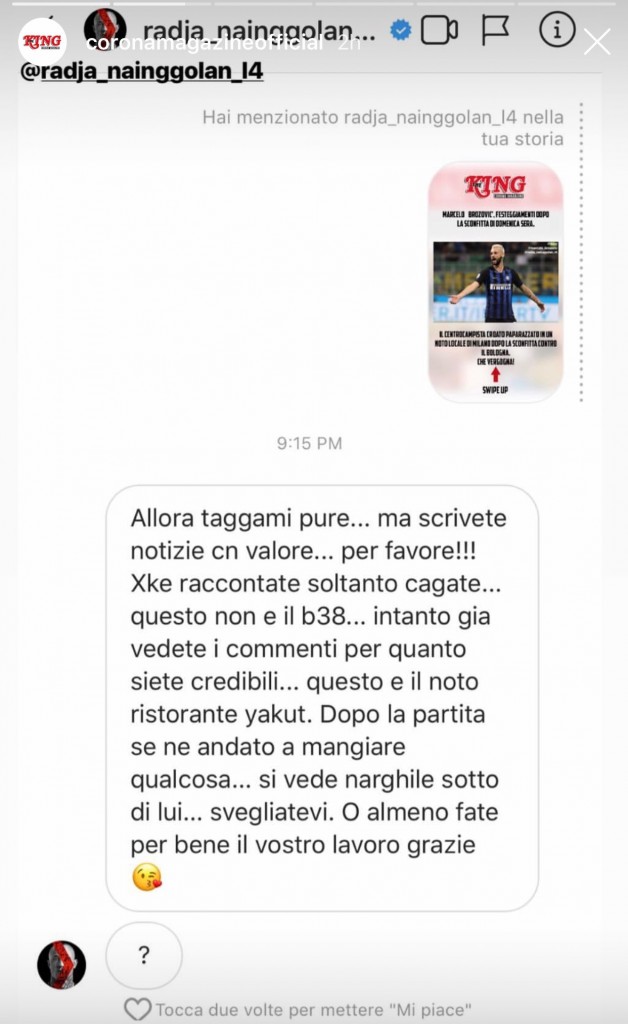Nainggolan attacca Corona su Instagram: "Brozovic in un locale di tro*e? Basta balle..."
