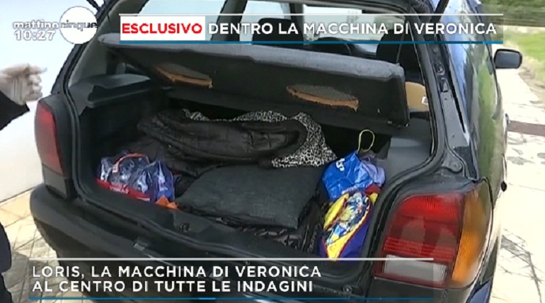 Mattino 5, le immagini dell'automobile di Veronica Panarello