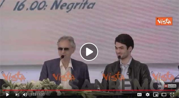 Bocelli, padre e figlio parlano del loro rapporto alla conferenza stampa del Festival di Sanremo 2019 VIDEO (Agenzia Vista)