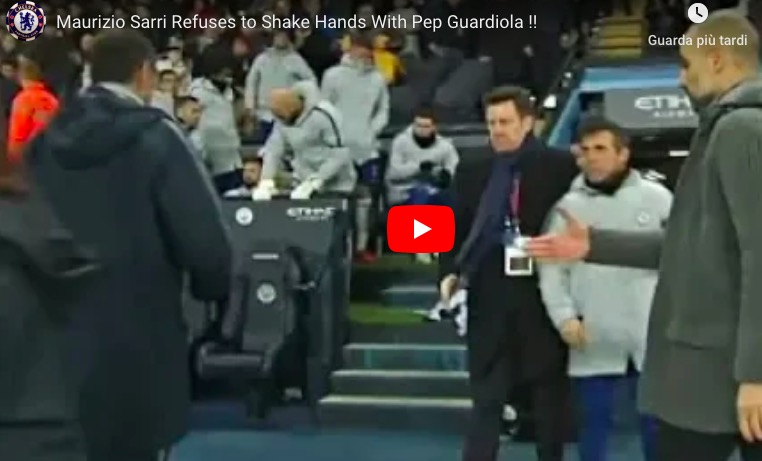 Sarri non stringe la mano a Guardiola dopo Manchester City-Chelsea 6-0