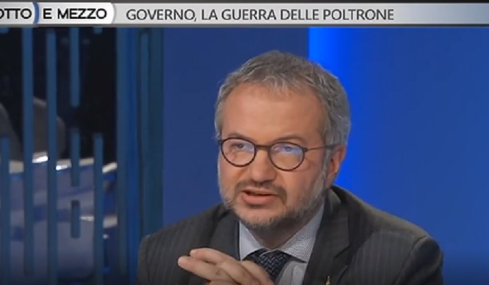 Otto e Mezzo, Borghi (Lega): "Spagna tra i fondatori Ue". La Gruber lo riprende: "No, lei deve studiare" 2