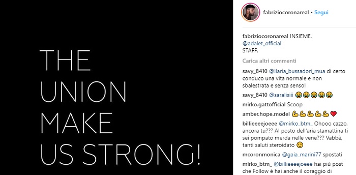 Fabrizio Corona, il messaggio prima di tornare in carcere: "L'unione ci rende forti"