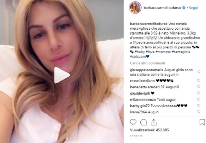 Paola Caruso mamma, video per Barbara D'urso: "Ci vediamo presto"