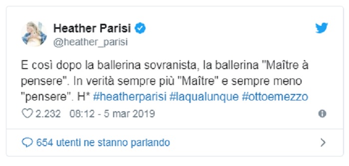 Heather Parisi contro Lorella Cuccarini: "Da ballerina sovranista, a maitre à penser"