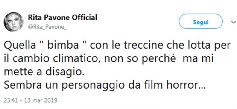 Rita Pavone: "Greta Thunberg? Personaggio da film horror". Poi si scusa: "Non sapevo avesse l'Asperger"