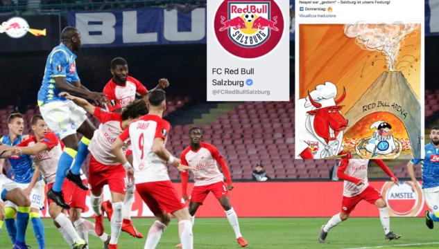 Salisburgo-Napoli, vignetta club austriaco con Vesuvio che brucia Pulcinella scatena ira tifosi partenopei su Instagram (FOTO)