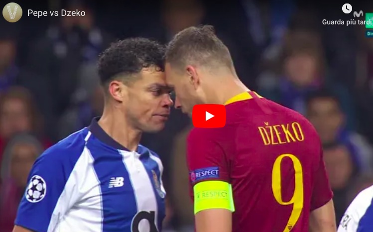 Dzeko-Pepe testa contro testa, bosniaco finisce giù: sui social lo criticano per simulazione. VIDEO