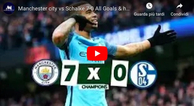 Manchester City esagerato, la squadra di Guardiola vince 7-0 contro lo Schalke