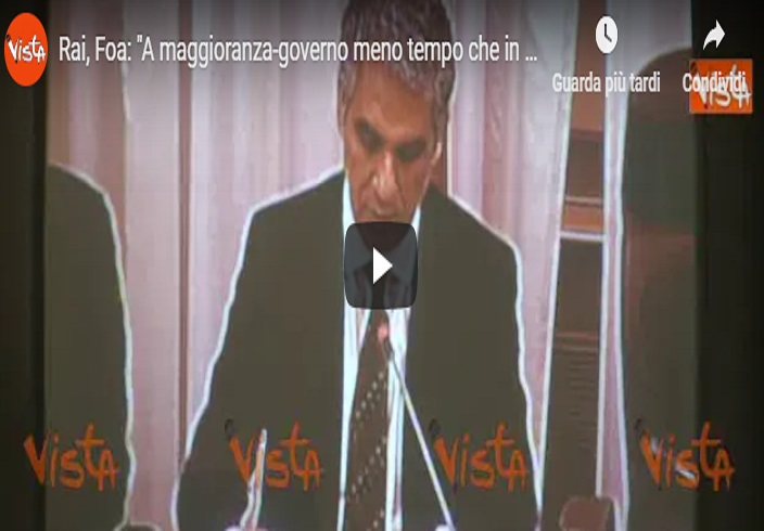 Rai, Foa: “A maggioranza-governo meno tempo che in esecutivi Pd” VIDEO