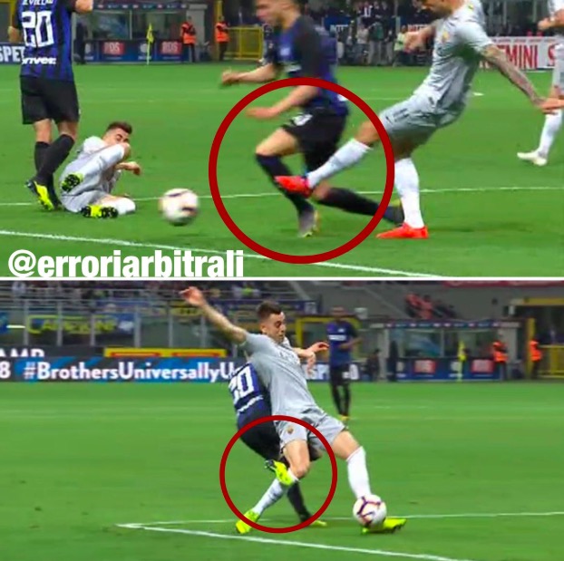 Inter-Roma, la moviola: Kolarov stende Lautaro ma non è rigore perché prima c'è fallo di Borja su El Shaarawy