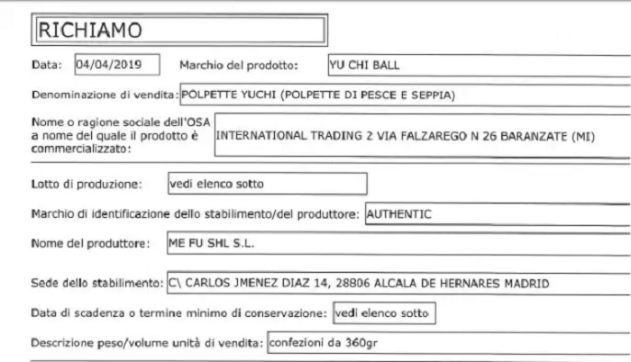 polpette yuchi ritirate