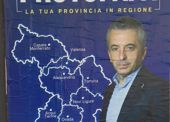 Piemonte, Marco Protopapa candidato Lega "allarga" la Provincia: sul manifesto la cartina sbagliata