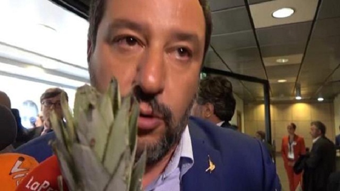 Salvini parla pure all'ananas: nella ressa spunta un microfono particolare, lui va avanti