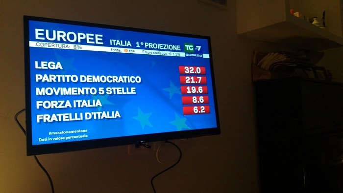 Europee 2019, prima proiezione Swg Tg La7: Lega 32%, Pd secondo, M5s sotto il 20%