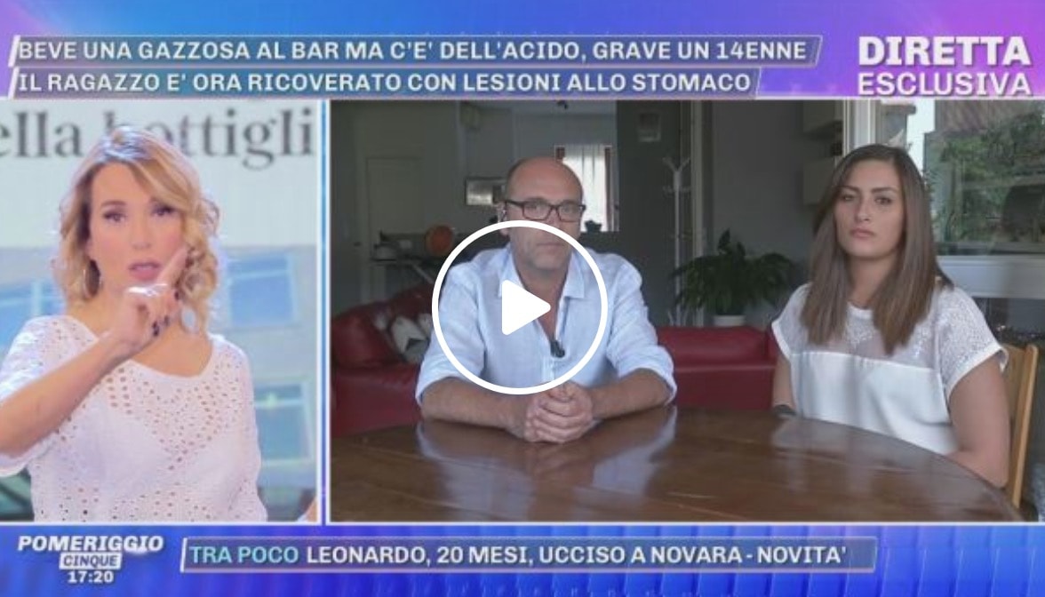 Pomeriggio Cinque, il padre del ragazzino ricoverato per aver bevuto acido nella gazzosa: "Sta meglio"