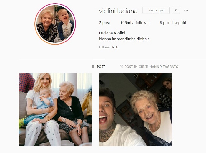 Luciana Violini, la nonna di Fedez sbarca su Instagram: "Non è che vado in prigione?"