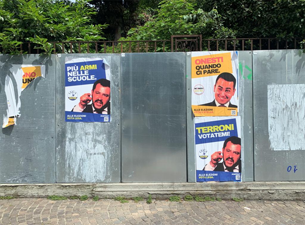 bologna finti manifesti salvini di maio