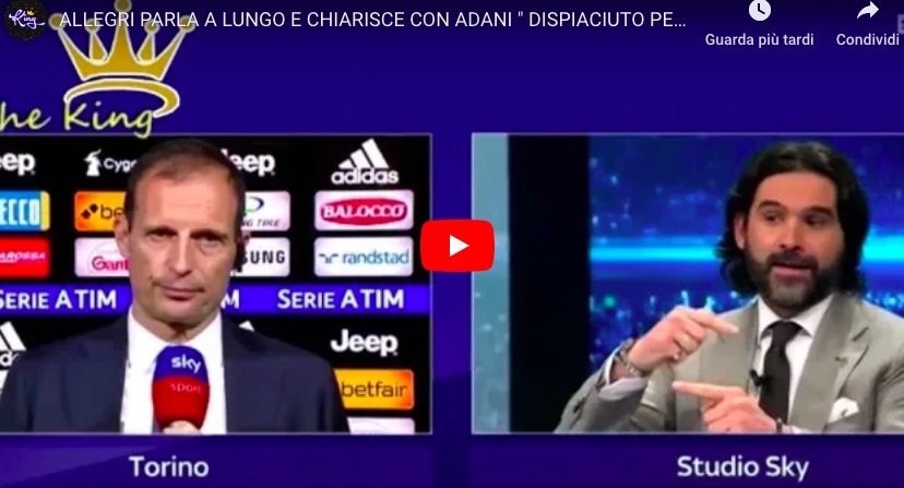 Allegri-Adani. Il tecnico: "Calcio non è scienza esatta". L'opinionista: "Si può fare il critico d'arte anche senza aver dipinto"